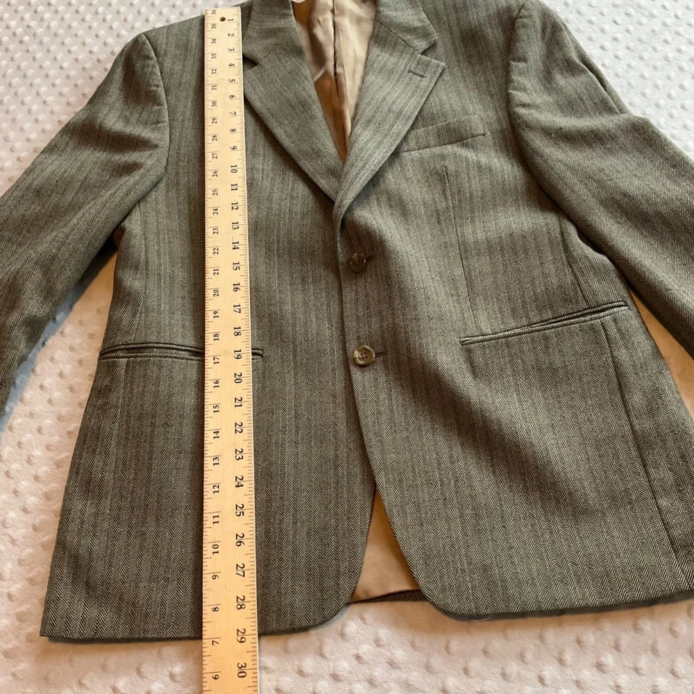 Lauren Ralph Lauren Men Wool Herringbone Blazer Jacket Khaki Tan Size‎ M
